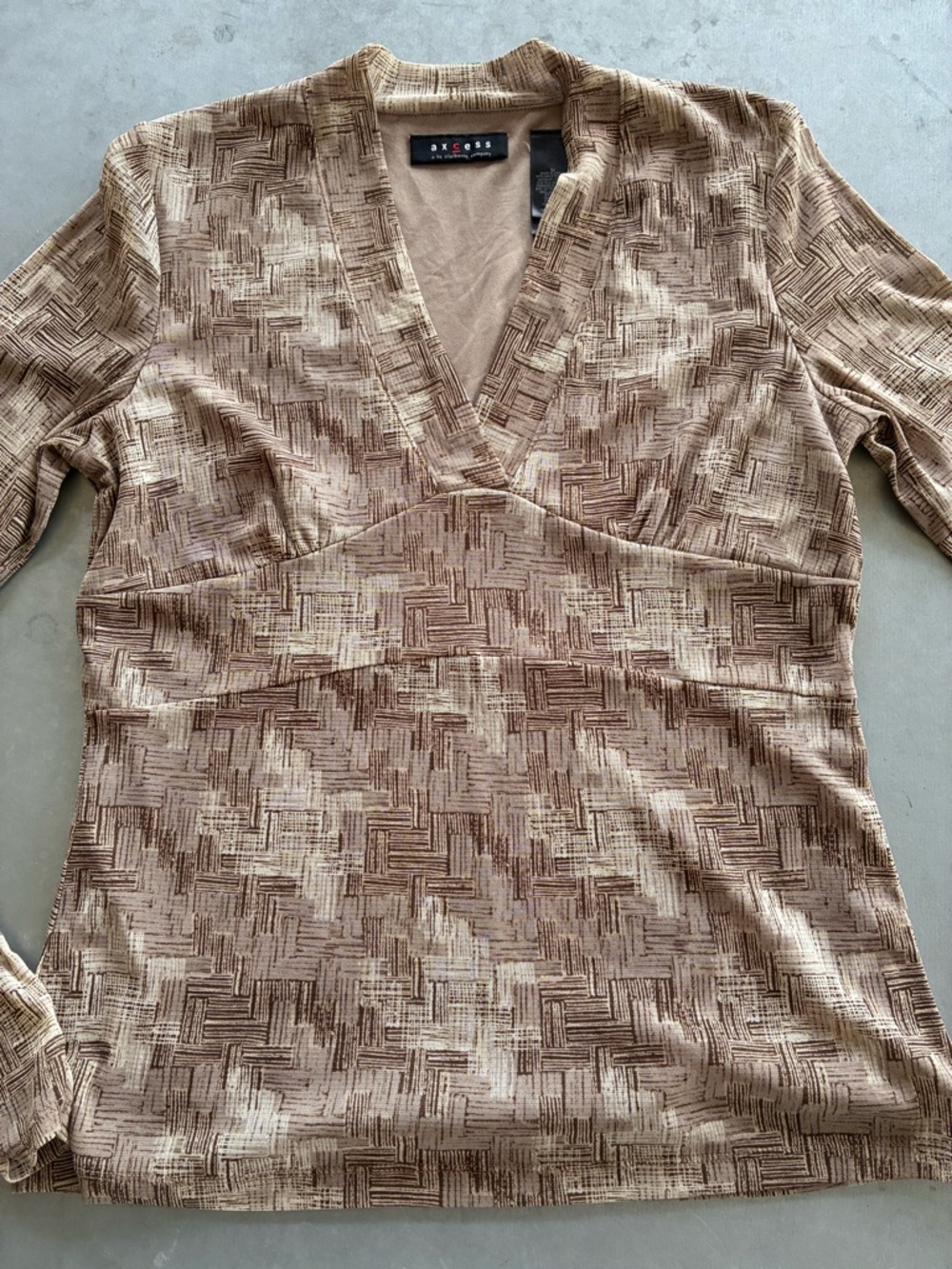 Axcess Brown Patterned V-Neck Tunic Top